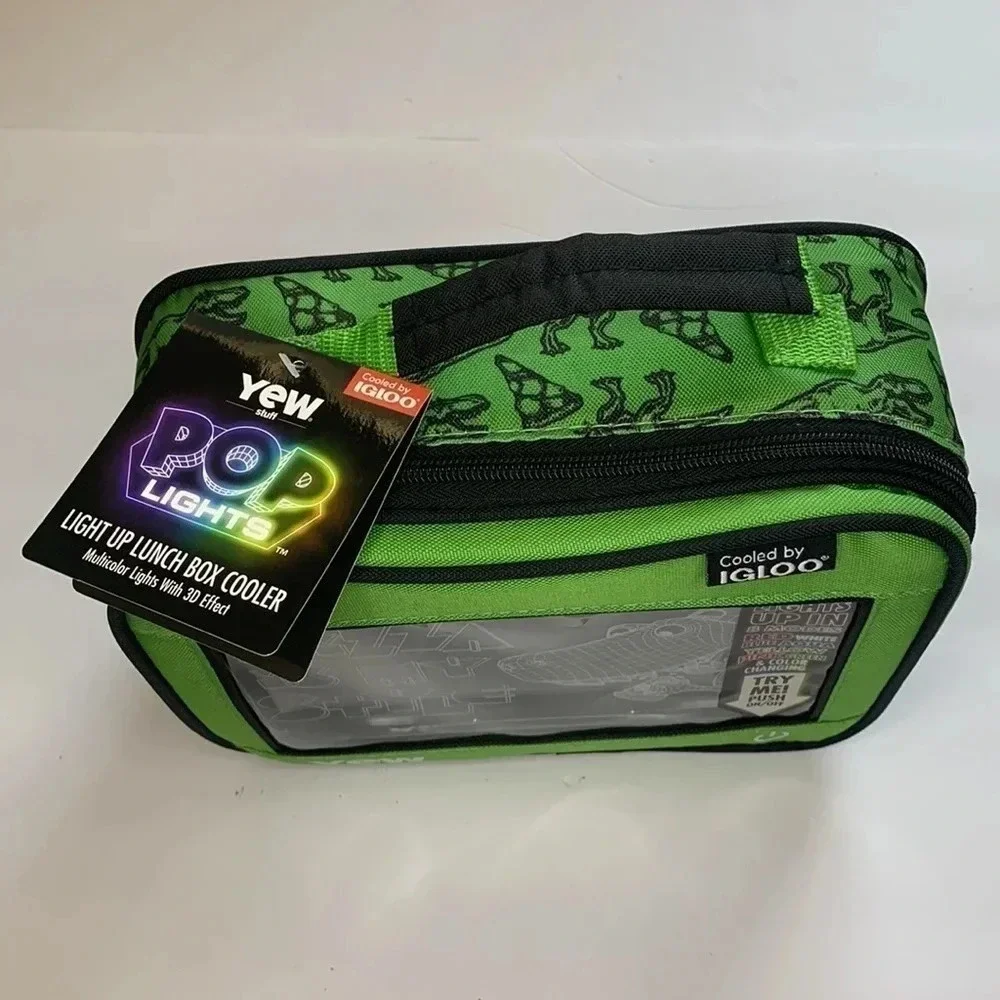 Igloo Yew Dinosaur Light Up Lunch Insulated Cooler Bag Green NWT